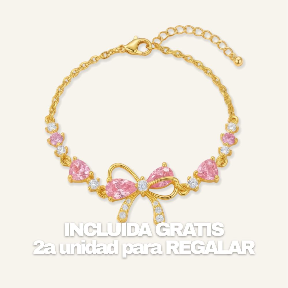 (2x1) Pulsera Lazo Rosé - Baño oro