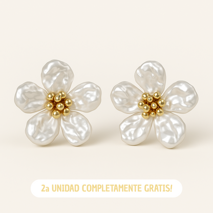 (2x1) Pendientes Flor de Nácar - Perlas barrocas y Oro 18k
