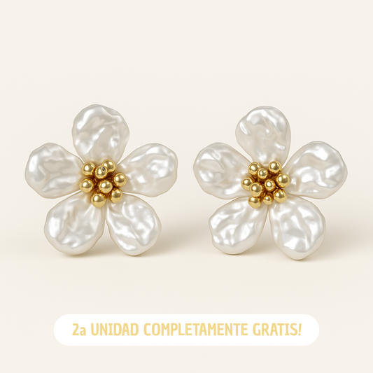 (2x1) Pendientes Flor de Nácar - Perlas barrocas y Oro 18k