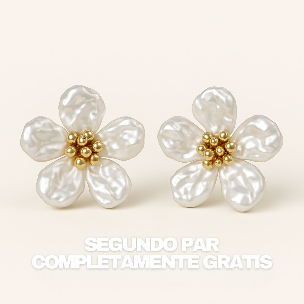(2x1) Pendientes Flor de Nácar - Baño oro