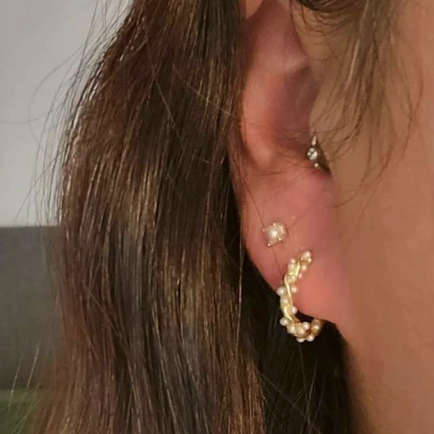 Pendientes Twisted - Nácar y Oro 18k