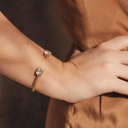 Brazalete Atena - Baño Oro y Moissanita