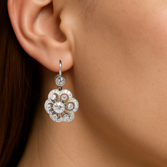 Pendientes Roseta  Circonitas baño Oro