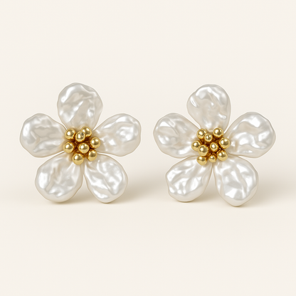 Pendientes Flor de Nácar - Perlas barrocas y Oro 18k