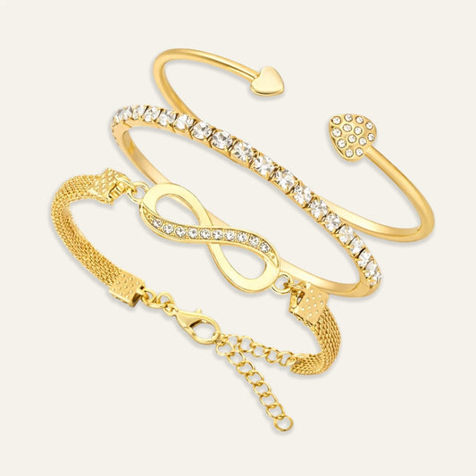 Set de Pulseras Love - Baño en Oro