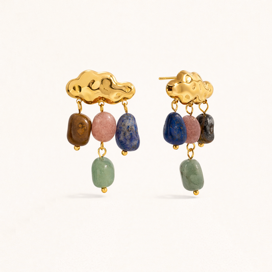 Pendientes Lluvia de Gemas - Baño Oro