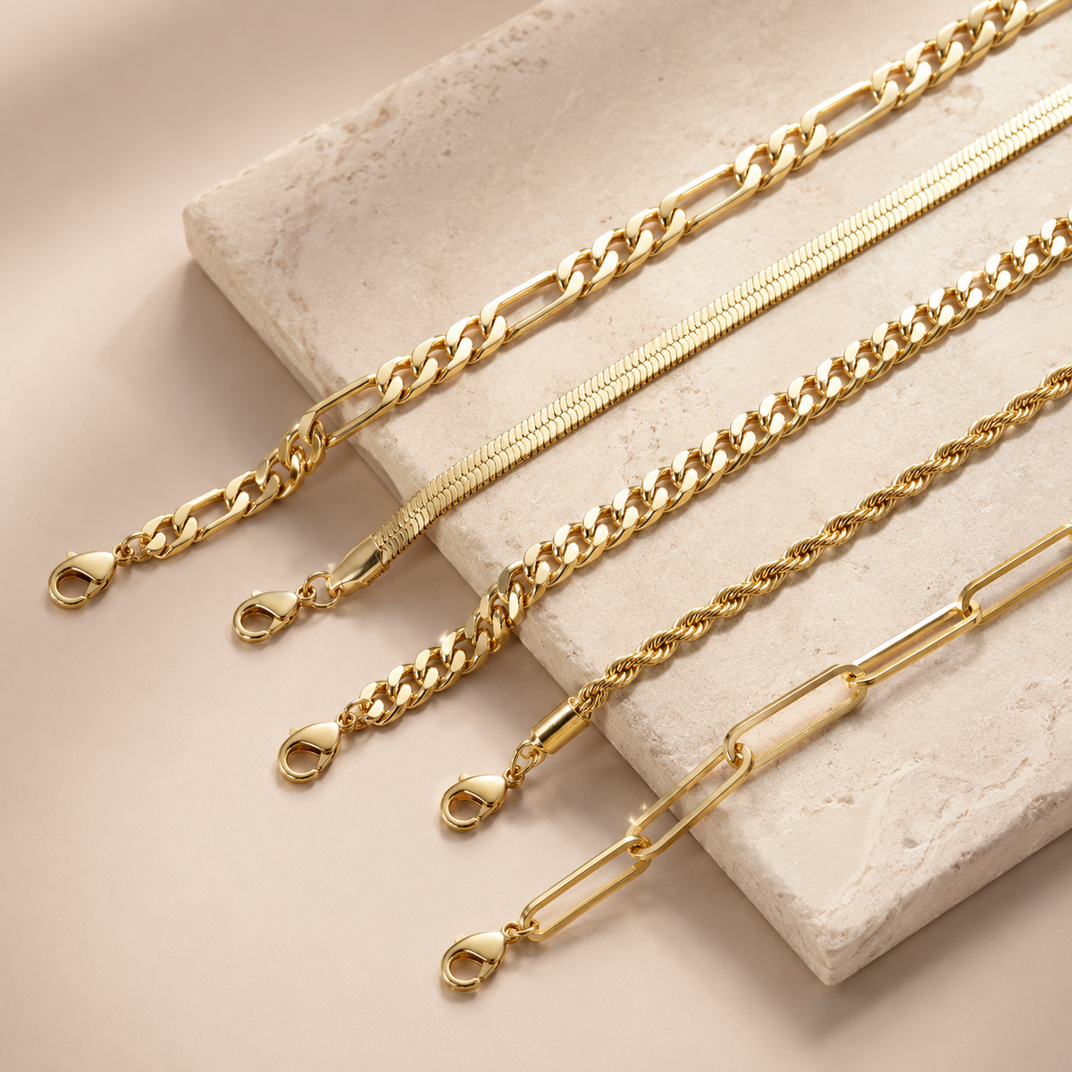 Set 5 Pulseras Aura Dorada - Baño Oro