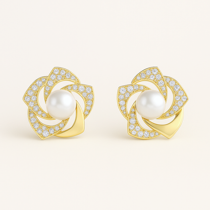 Petalos de Luna  - Moissanita, Nácar y Oro 18k