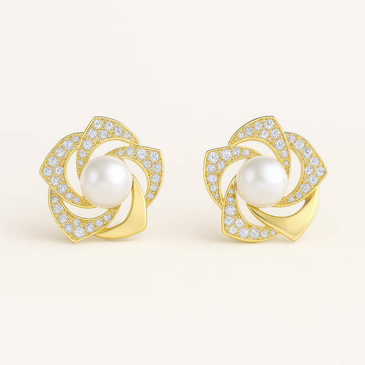 Petalos de Luna  - Moissanita, Nácar y Oro 18k