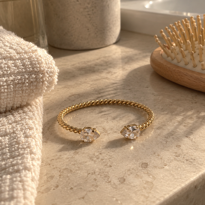 Brazalete Atena - Baño Oro y Moissanita