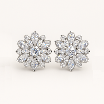 Pendientes Copo de Nieve - Moissanitas y Plata