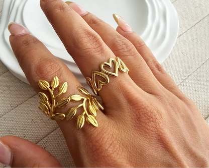 Anillo Cadena de Corazones - Baño en Oro