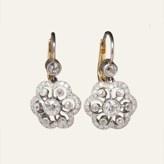 Pendientes Roseta - Circonitas y Oro 18k