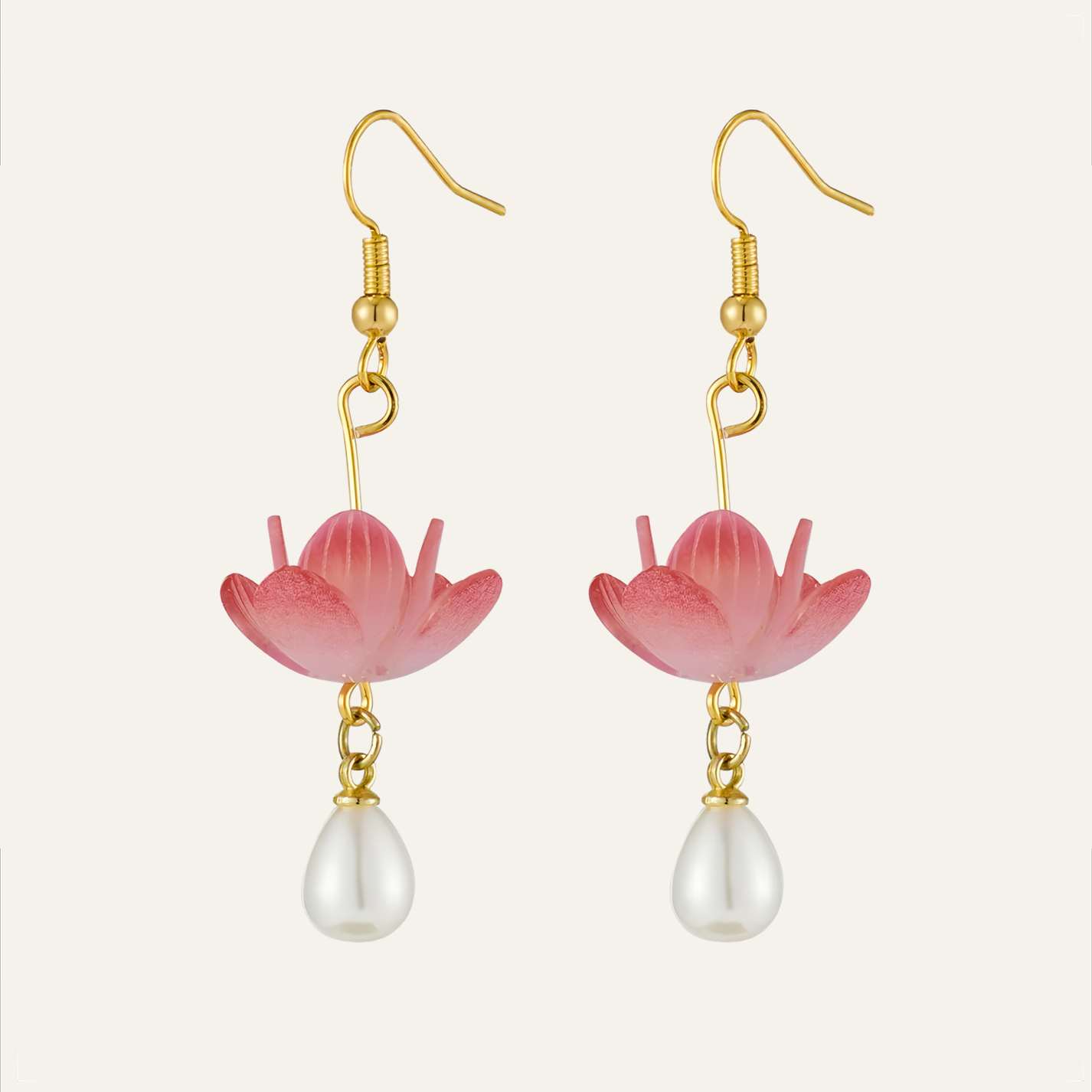 Pendientes Nenúfar - Acrílico, Nácar y Oro 18k