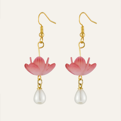 Pendientes Nenúfar - Acrílico, Nácar y Oro 18k