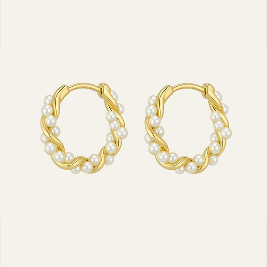 Pendientes Twisted - Nácar y Oro 18k