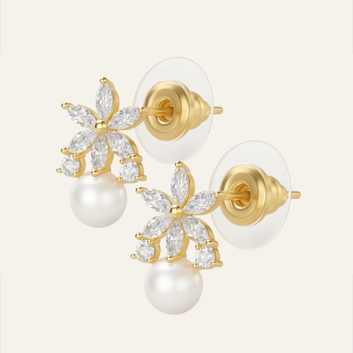 Pendientes Flor de Luz Moissanita y Baño Oro