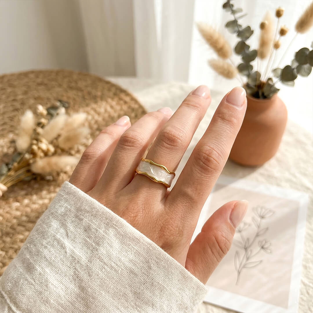 Anillo Arcano - Baño Oro y Nácar