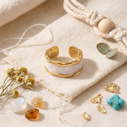 Anillo Arcano - Baño Oro y Nácar